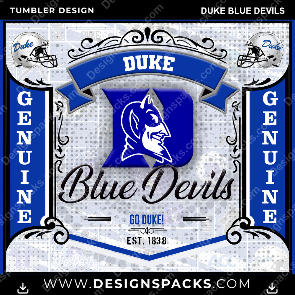 College Sport Bud Duke Blue Devils Tumbler Digital Wrap Design