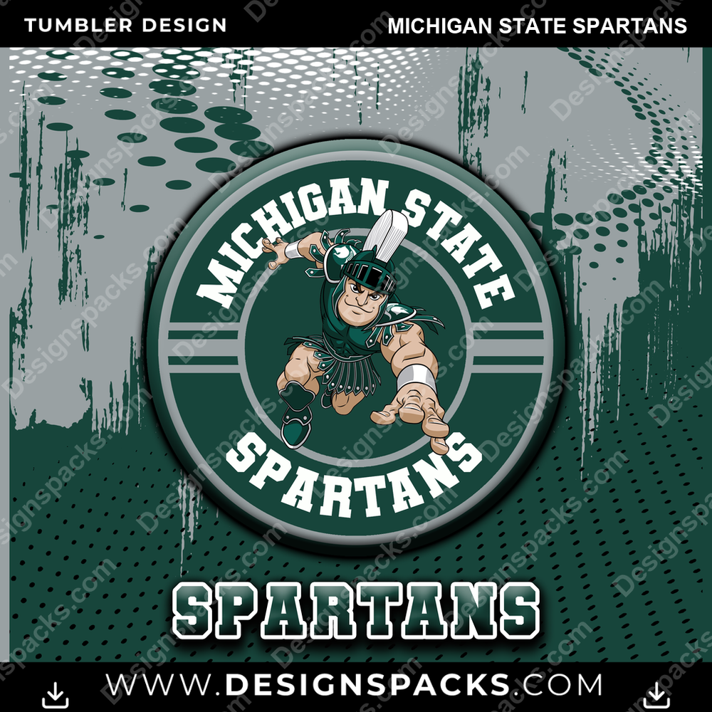 College Sport Dot Logo Michigan State Spartans NCAA College Sport Tumbler Digital Wrap Design Download