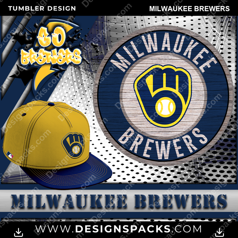 Baseball Go Team Milwaukee Brewers Tumbler Digital Wrap Design
