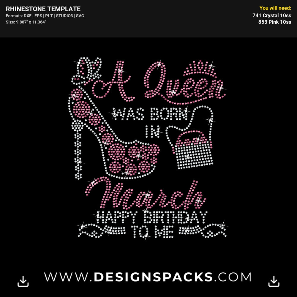 Queen Birthday Purse Updated Rhinestone Digital Template
