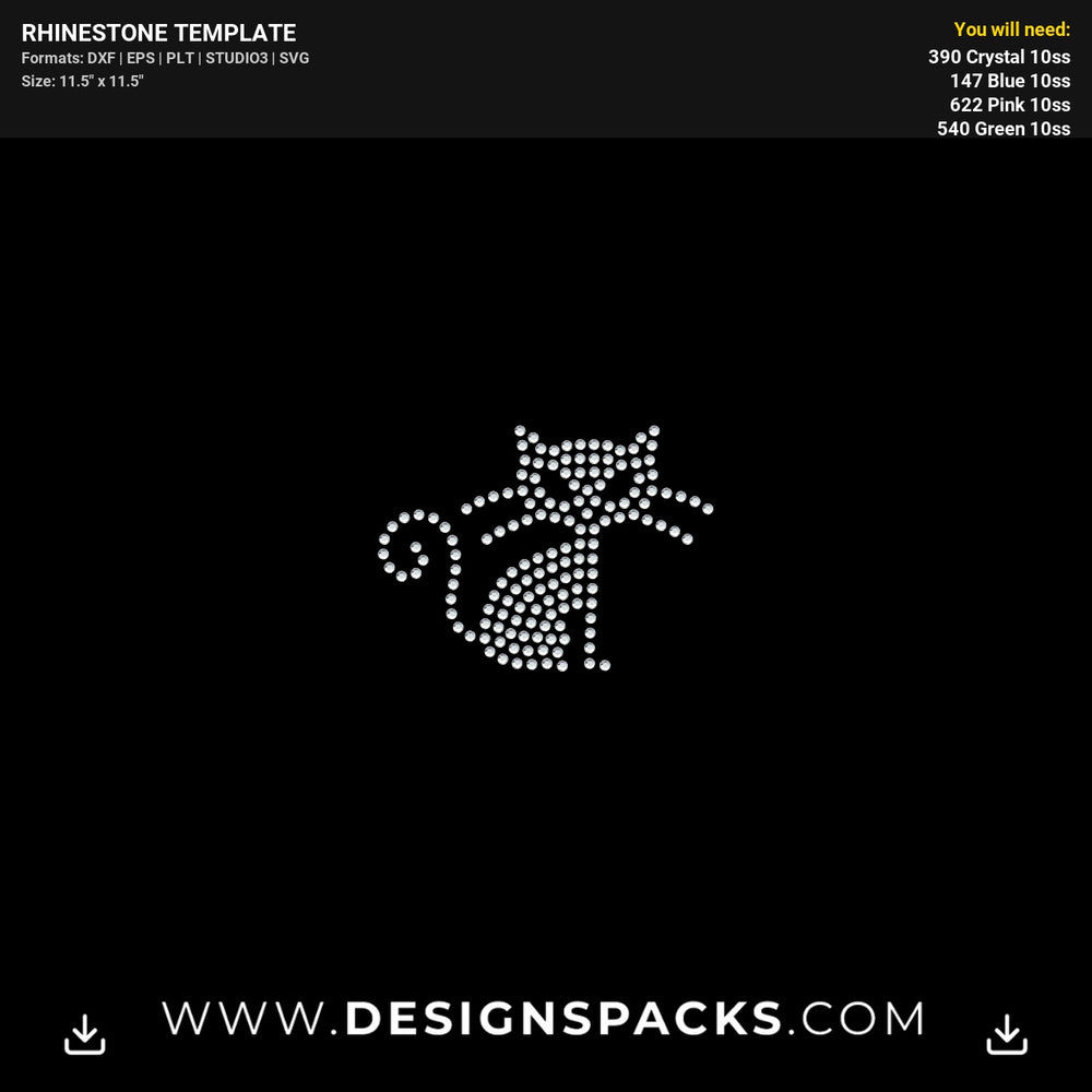 Halloween Witch Cat Pumpkin Rhinestone Digital Template