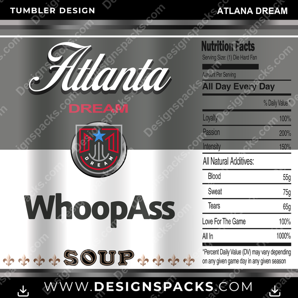 Basketball Soup Can Atlana Dream Tumbler Digital Wrap Design
