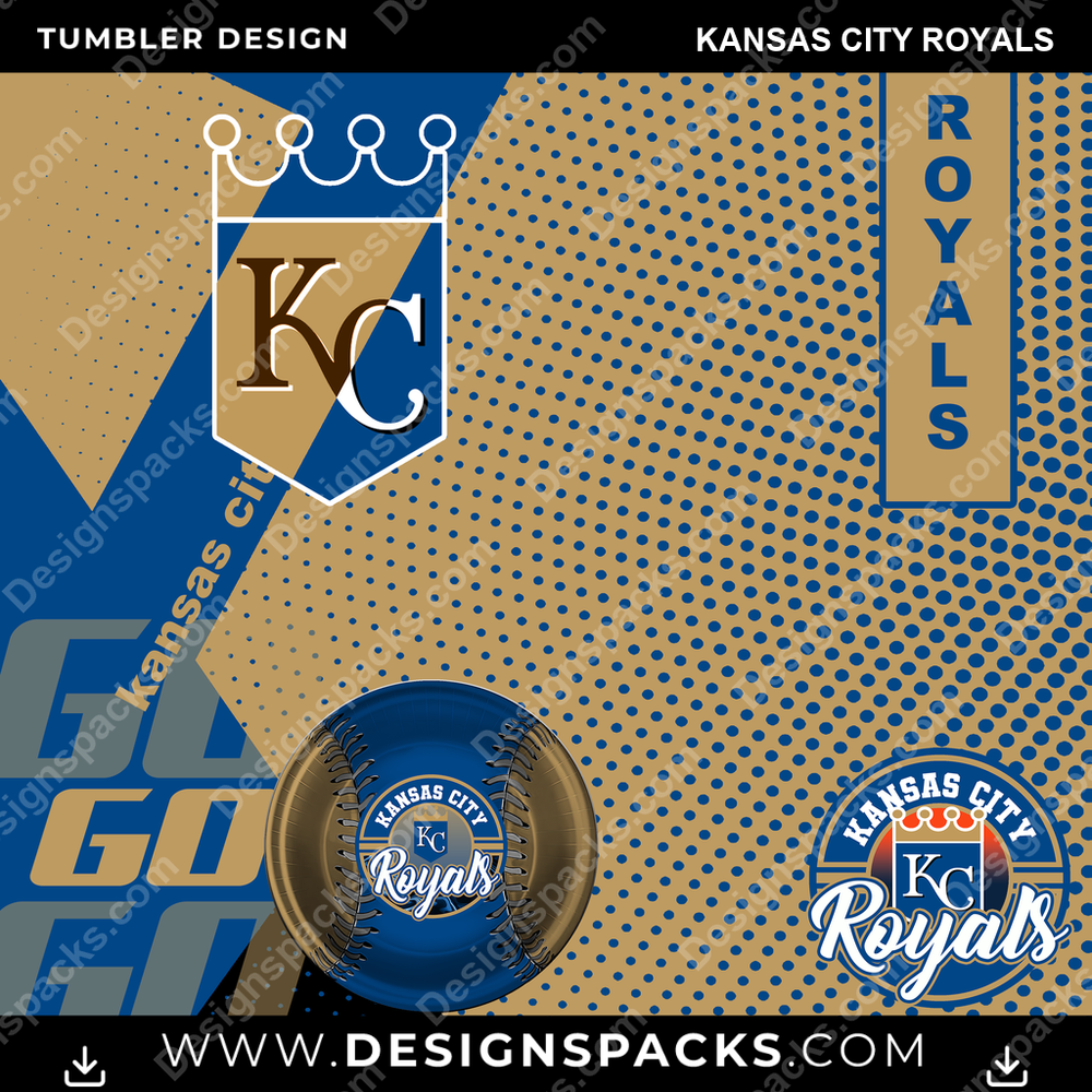 Baseball GO Kansas City Royals Tumbler Digital Wrap Design