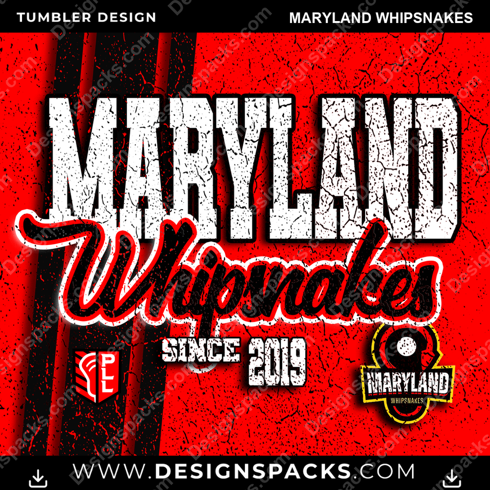 Lacrosse Grunge Maryland Whipsnakes PLL Lacrosse Tumbler Digital Wrap Design Download