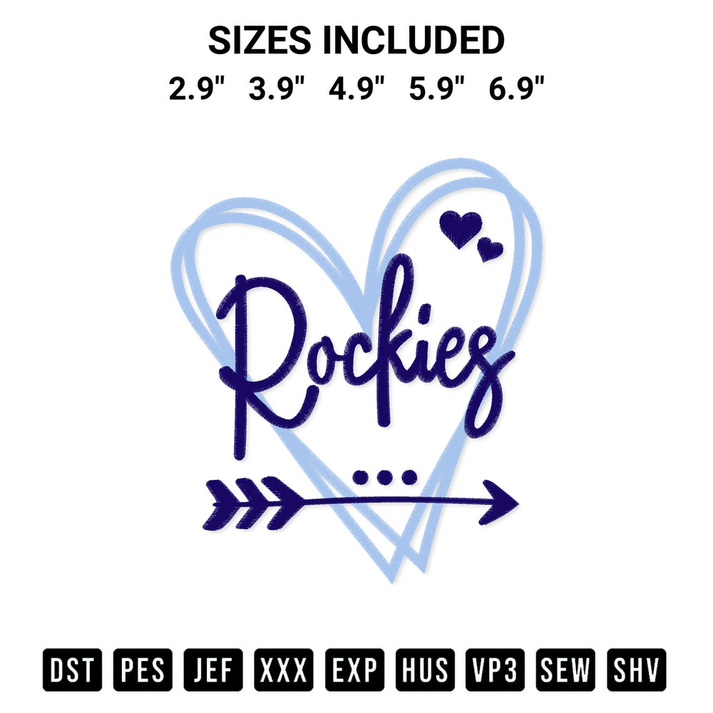 Create amazing crafts with the Colorado Rockies Heart Embroidery Design embroidery file. High-quality digital download from Designspacks.com, perfect for beginners and pros. Available sizes: 2.9", 3.9", 4.9", 5.9", 6.9".