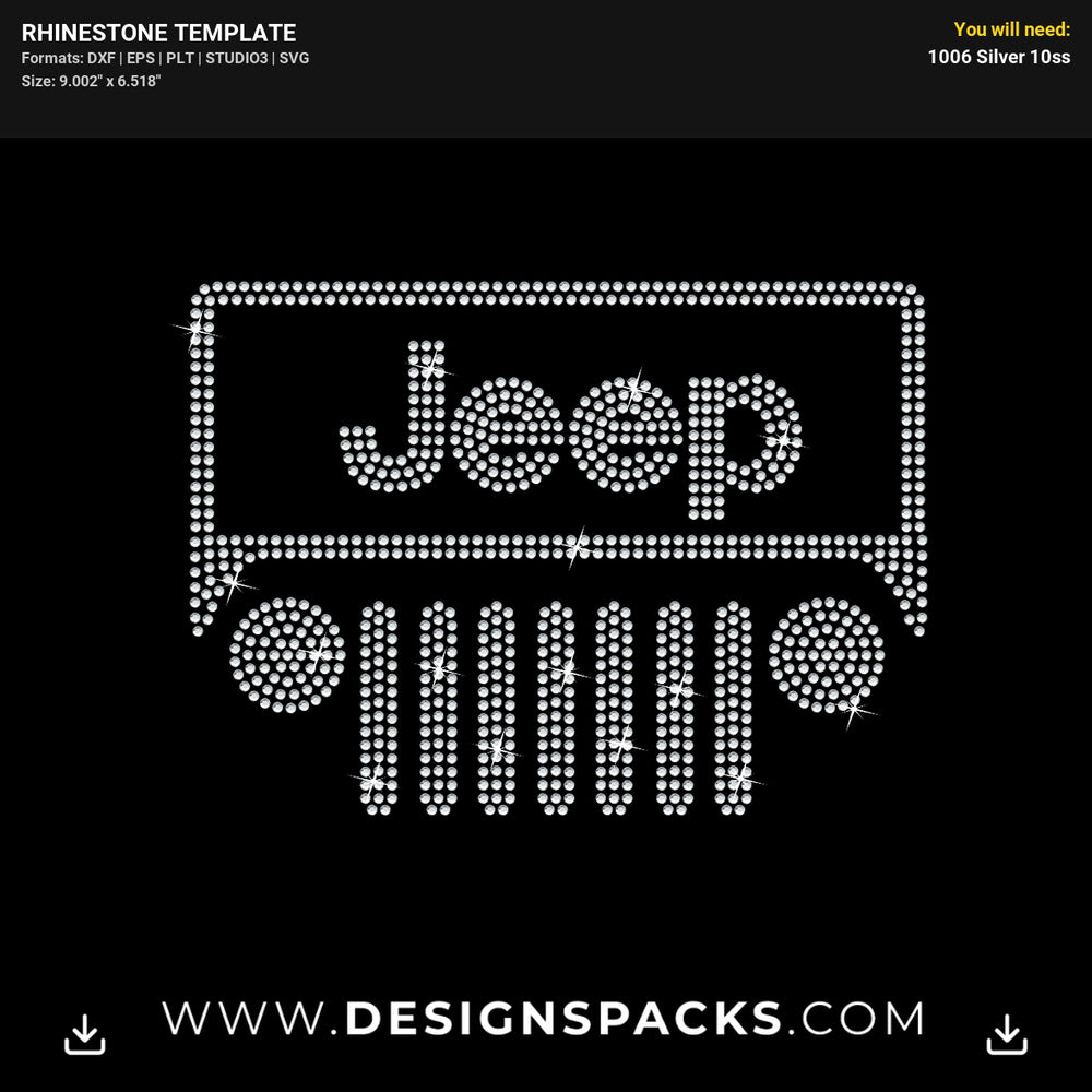 Jeep Silhouette Logo Rhinestone Digital Template