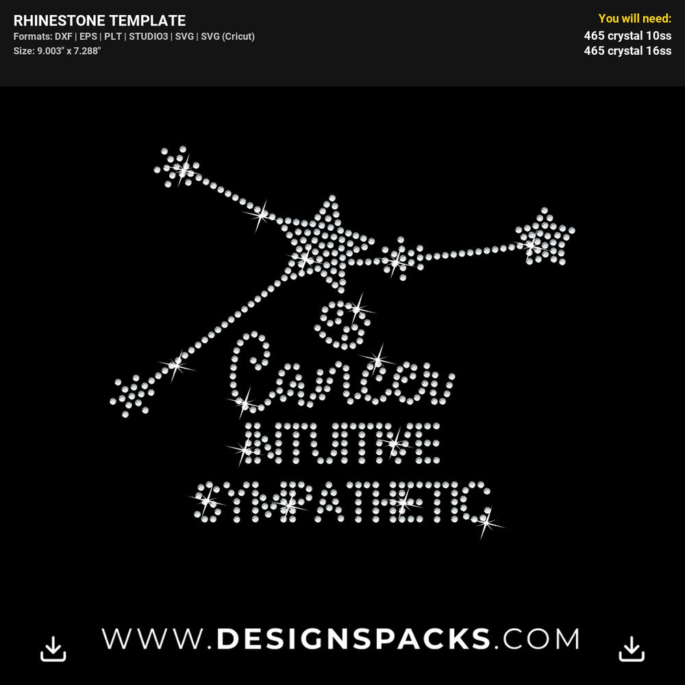 Zodiac Cancer Astrology Sign Rhinestone Digital Template