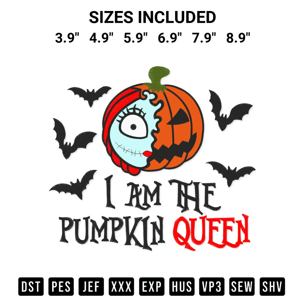Add a unique touch to your apparel with the I Am The Pumpkin Queen Embroidery Design embroidery file. Premium instant download available now on Designspacks.com. Available sizes: 3.9", 4.9", 5.9", 6.9", 7.9", 8.9".