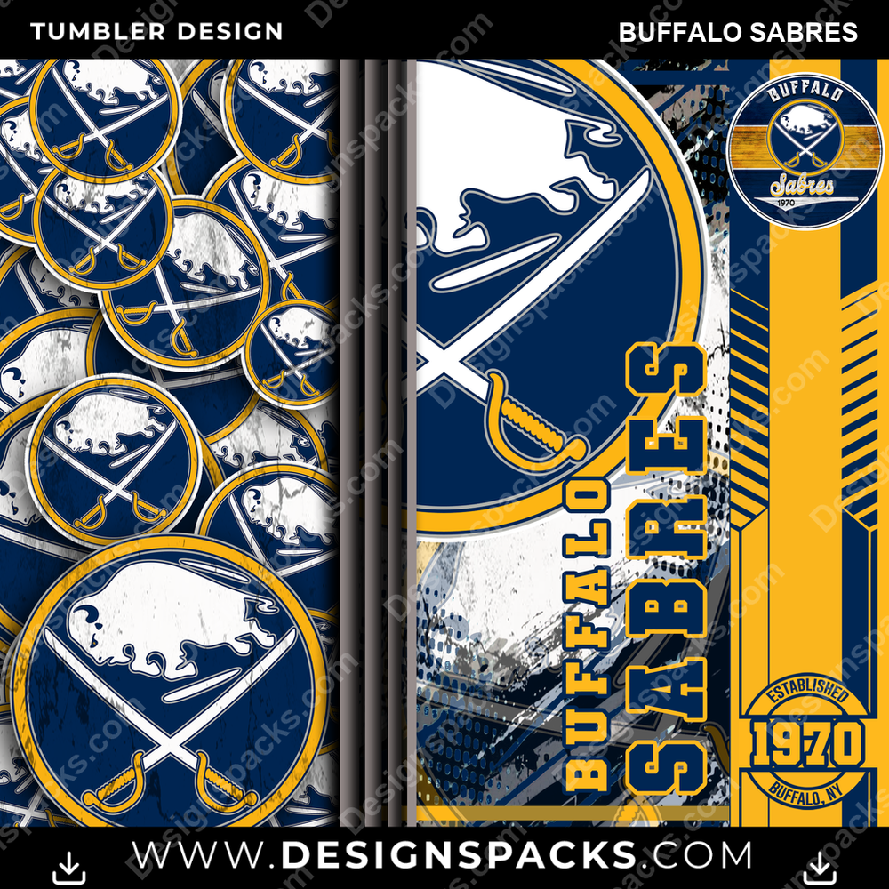 Hockey Sports Buffalo Sabres NHL Hockey Tumbler Digital Wrap Design Download