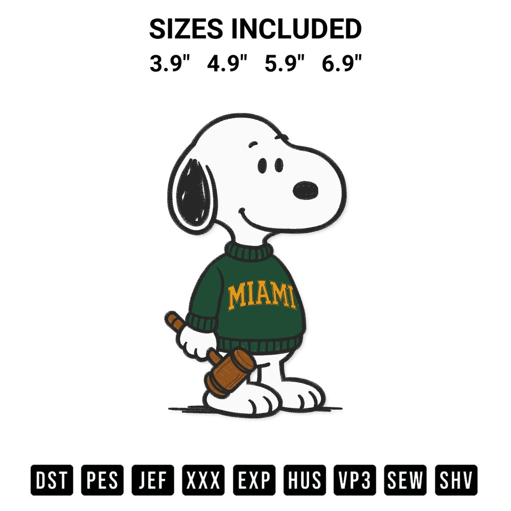 Stitch like a pro with the Snoopy Miami Embroidery Design embroidery pattern from Designspacks.com. High-quality digital machine embroidery file. Available sizes: 3.9", 4.9", 5.9", 6.9".