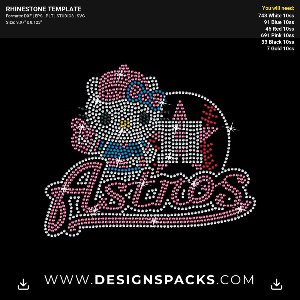 Hello Kitty Astros Baseball Rhinestone Digital Template