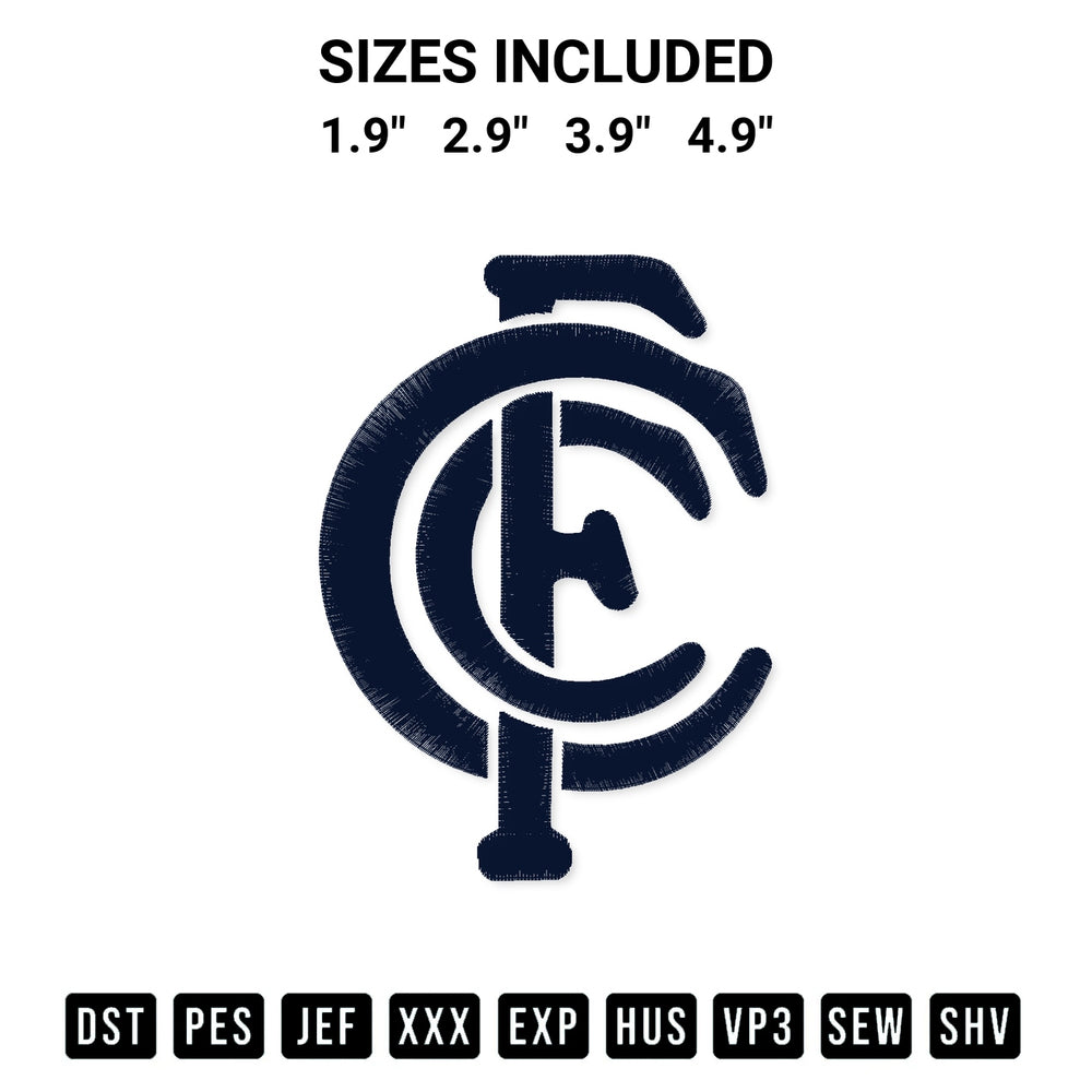 Stitch like a pro with the Carlton Football Club Embroidery Design embroidery pattern from Designspacks.com. High-quality digital machine embroidery file. Available sizes: 1.9", 2.9", 3.9", 4.9".