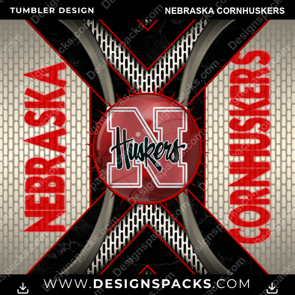 College Sport Metal Grating Nebraska Cornhuskers NCAA College Sport Tumbler Digital Wrap Design Download