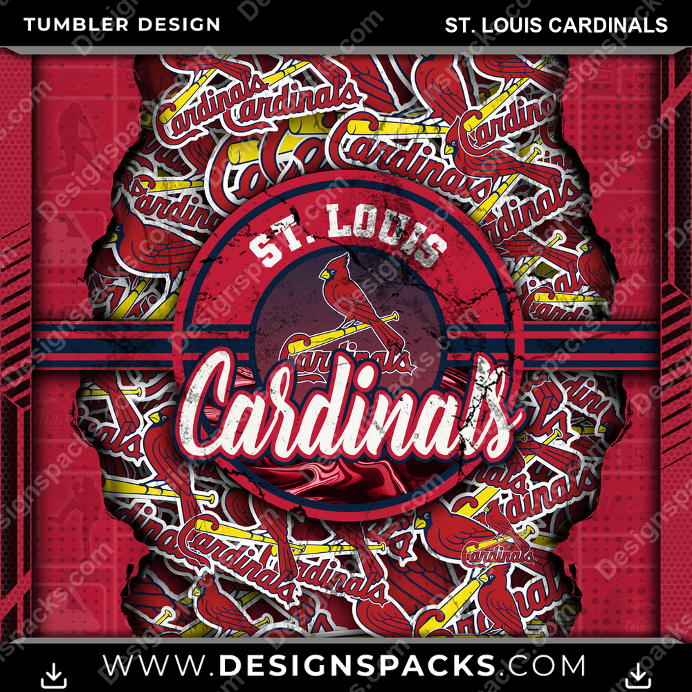 Baseball Ripped St. Louis Cardinals Tumbler Digital Wrap Design