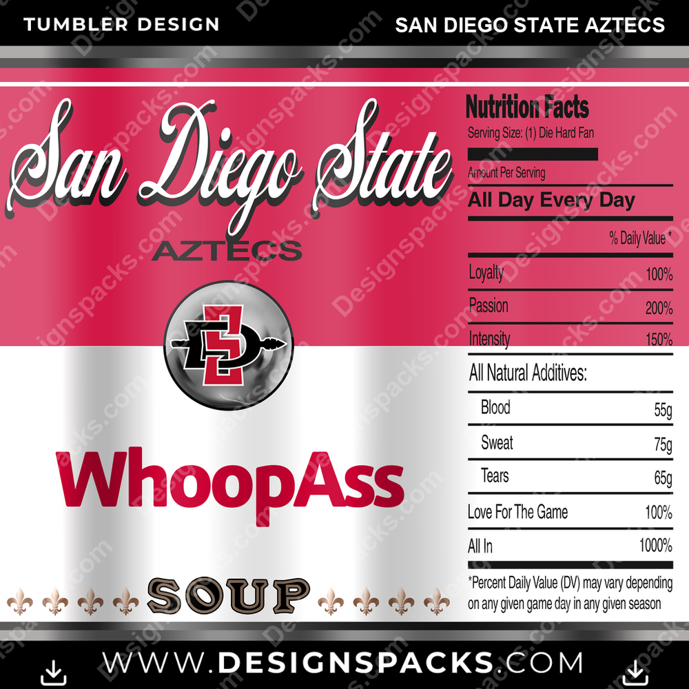 College Sport Soup Can San Diego State Aztecs NCAA College Sport Tumbler Digital Wrap Design Download