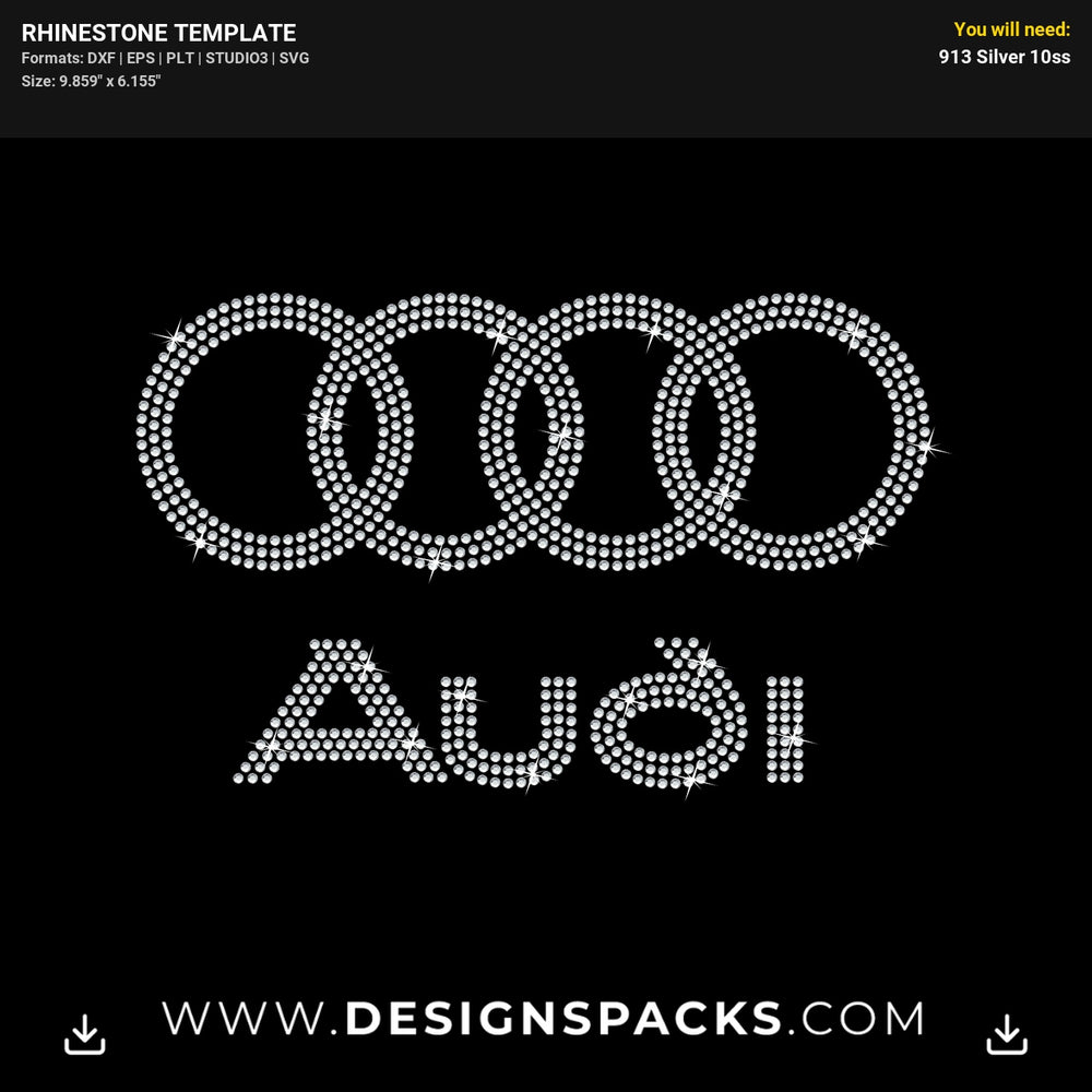 Audi Car Logo Emblem Design Rhinestone Digital Template
