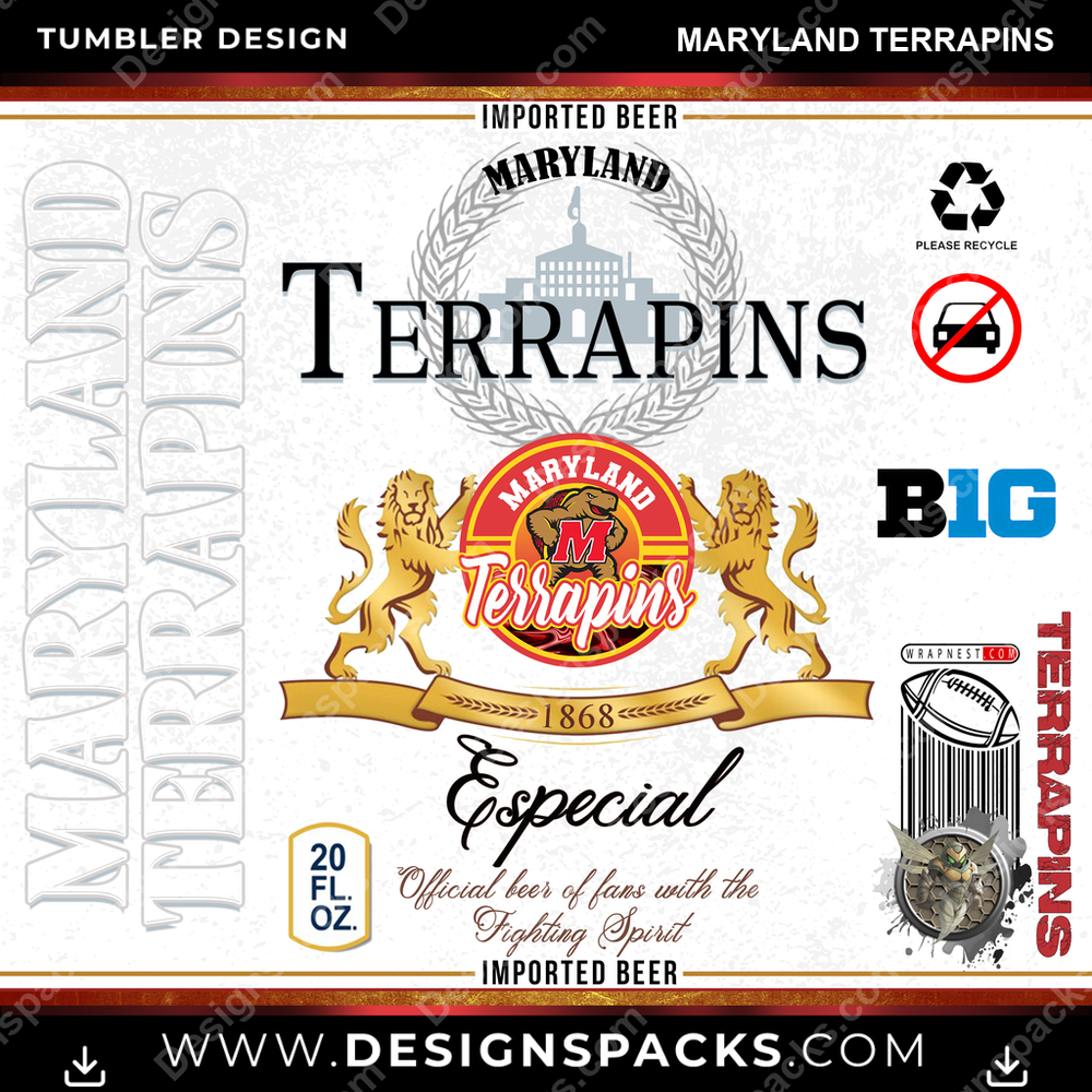 College Sport Modelo Maryland Terrapins NCAA College Sport Tumbler Digital Wrap Design Download