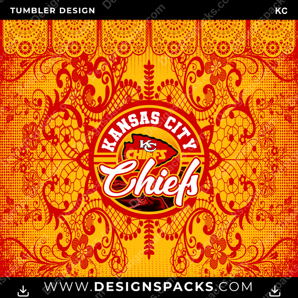 Football Lace & Logo KC Tumbler Digital Wrap Design
