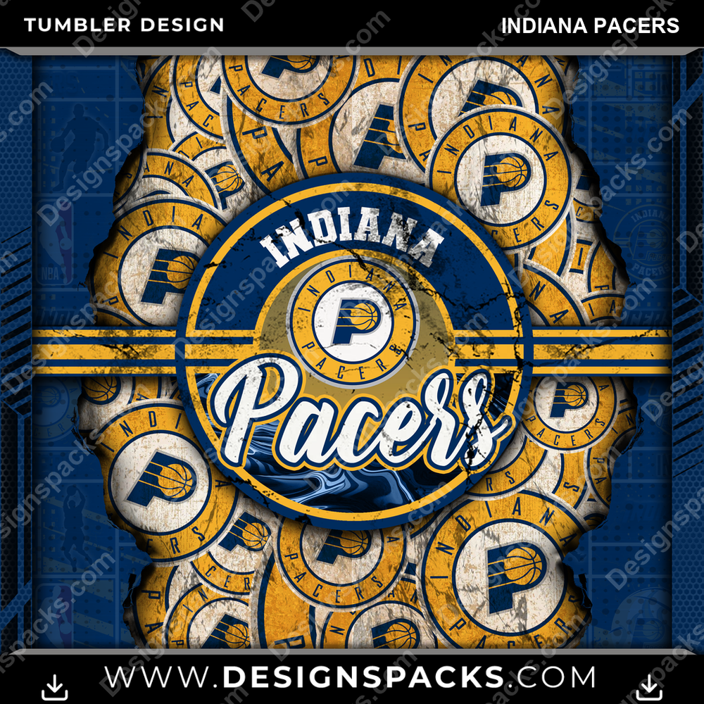 Basketball Ripped Indiana Pacers Tumbler Digital Wrap Design