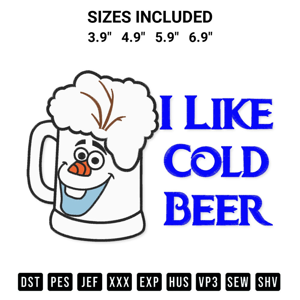 Elevate your next project with our I Like Cold Beer Embroidery Design embroidery file. Shop high-quality digital patterns instantly at Designspacks.com. Available sizes: 3.9", 4.9", 5.9", 6.9".