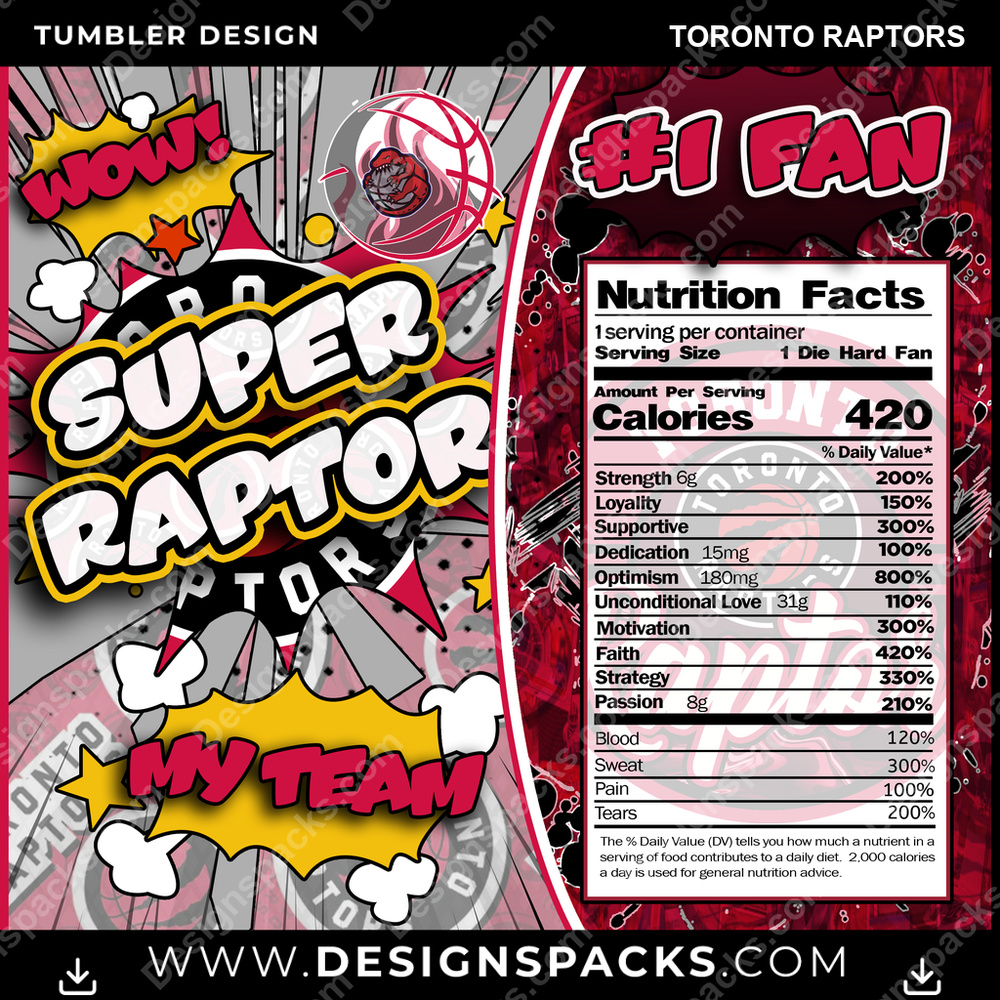 Basketball Super Team Toronto Raptors Tumbler Digital Wrap Design