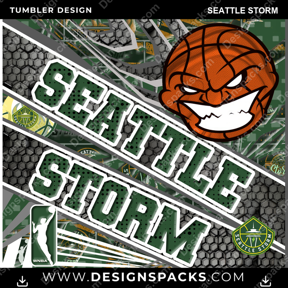Basketball Angry Sports Seattle Storm NBA Basketball Tumbler Digital Wrap Design Download