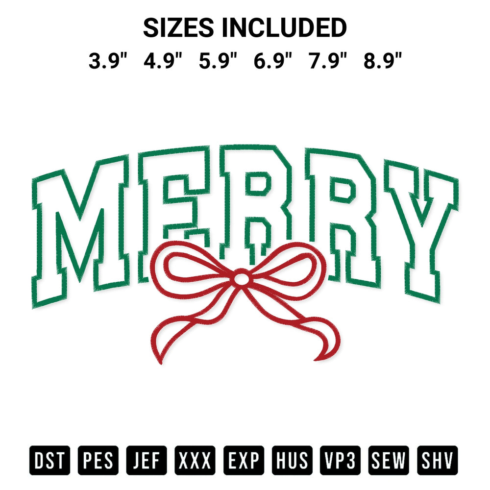 Get the Merry Embroidery Print Embroidery Design embroidery design for your custom crafts! Premium digitized files available for instant download at Designspacks.com. Available sizes: 3.9", 4.9", 5.9", 6.9", 7.9", 8.9".