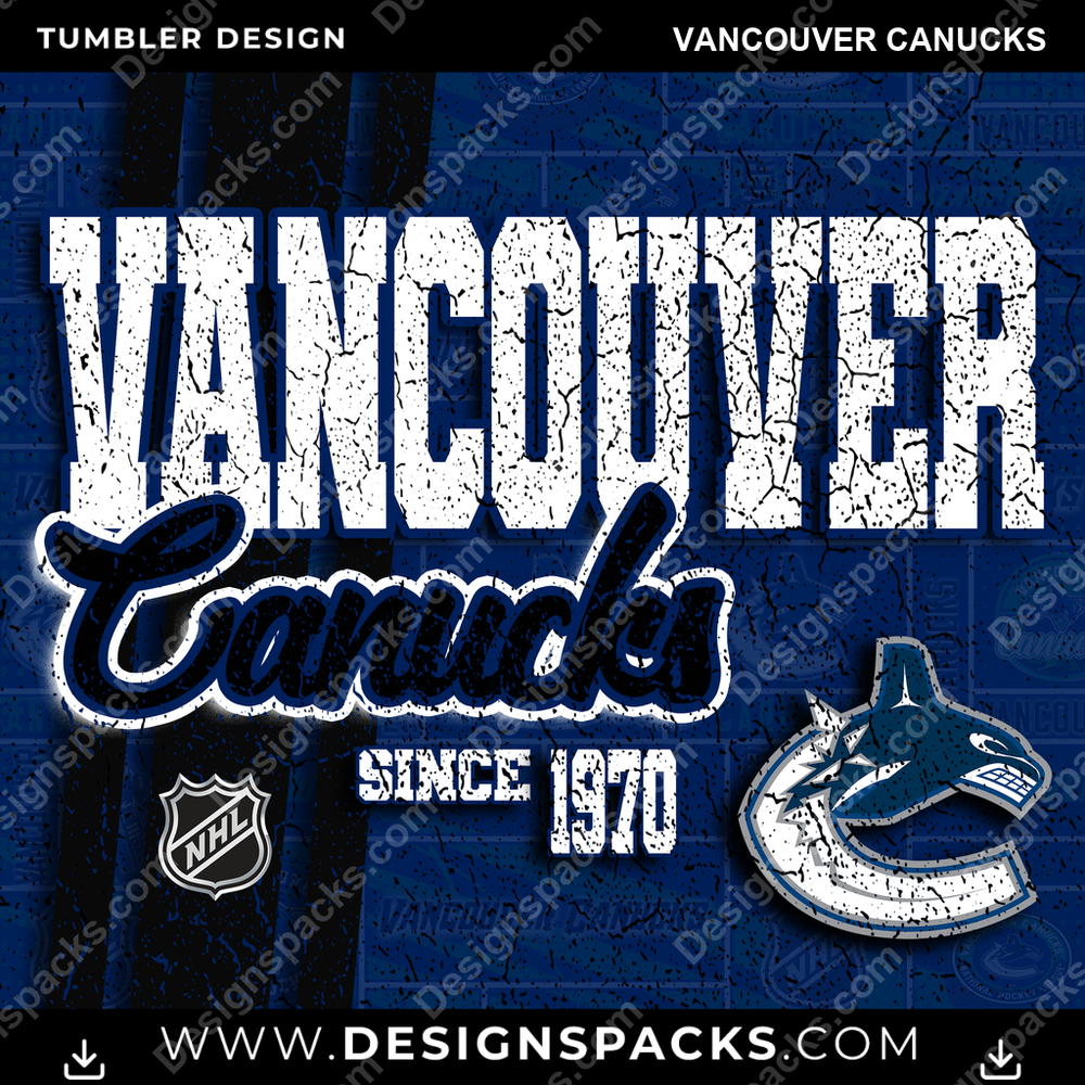 Hockey Grunge Vancouver Canucks Tumbler Digital Wrap Design