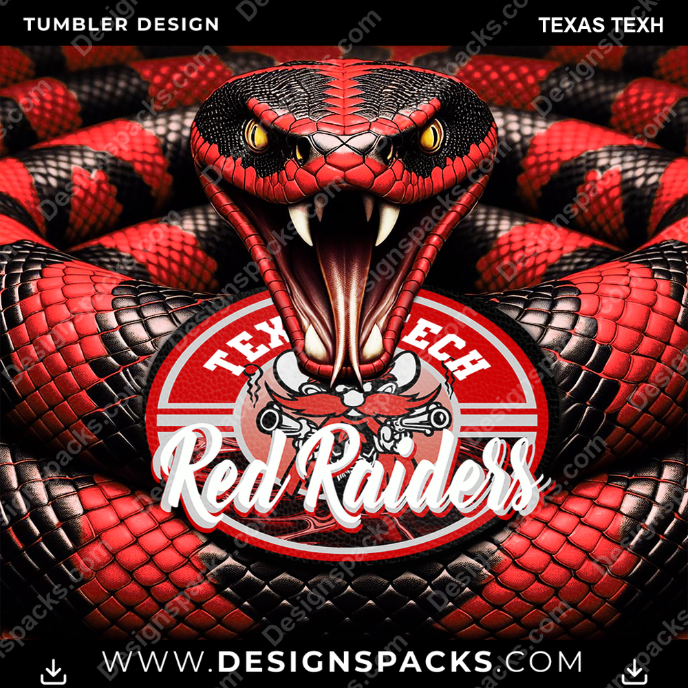 College Sport Rattle Snake Texas Texh Tumbler Digital Wrap Design