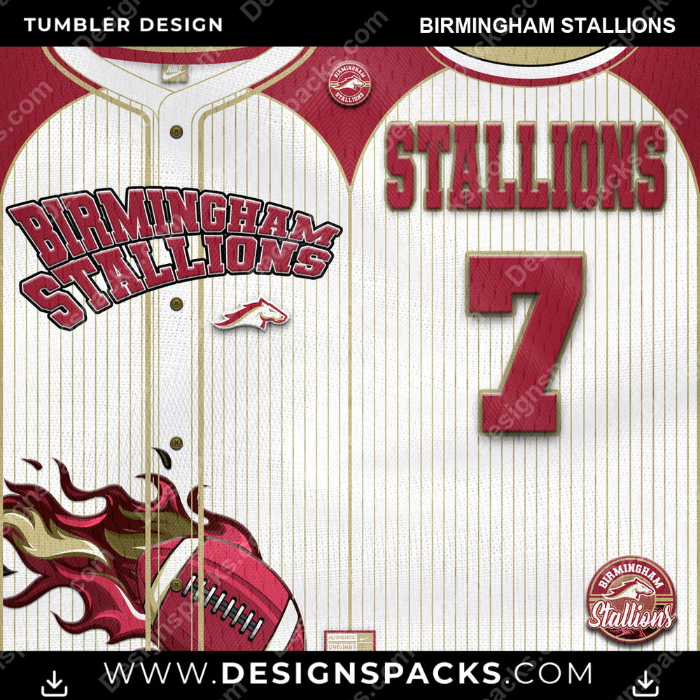 Canada Football Team Button-Up Jersey Birmingham Stallions CFL Canada Tumbler Digital Wrap Design Download