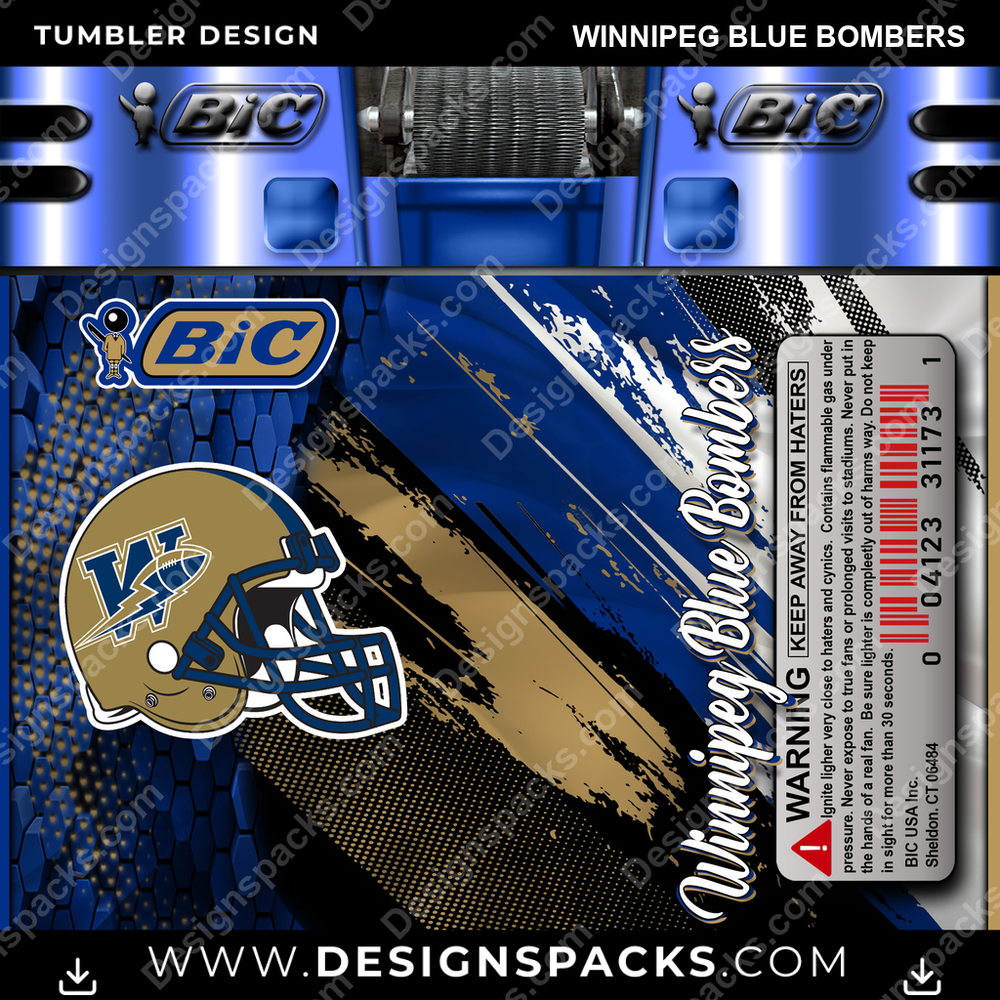 Canada Football BIC Lighter Winnipeg Blue Bombers CFL Canada Tumbler Digital Wrap Design Download