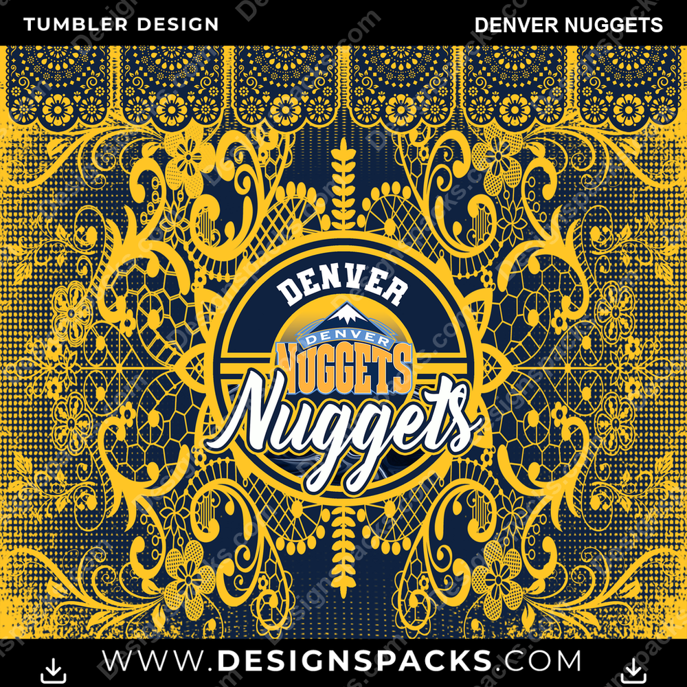 Basketball Lace & Logo Denver Nuggets Tumbler Digital Wrap Design