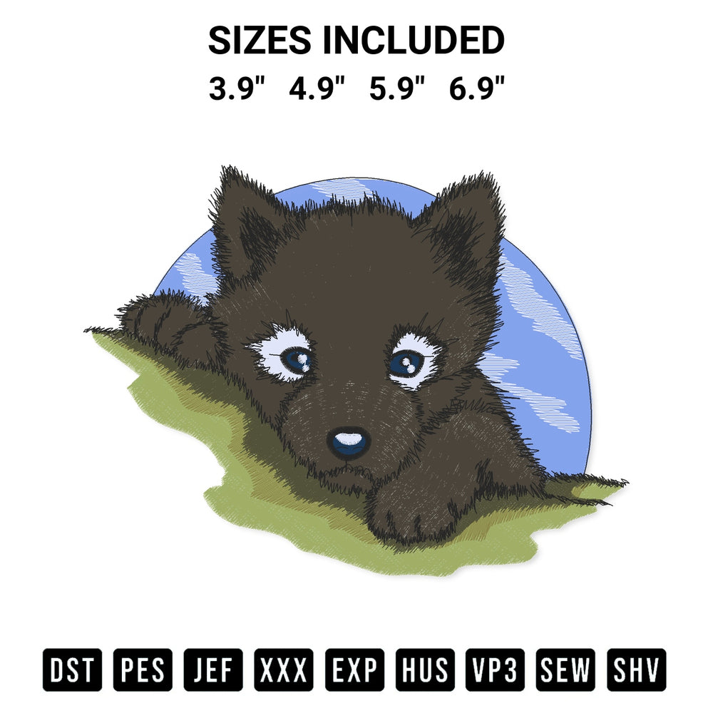 Add a unique touch to your apparel with the Wolf Pup Embroidery Design embroidery file. Premium instant download available now on Designspacks.com. Available sizes: 3.9", 4.9", 5.9", 6.9".