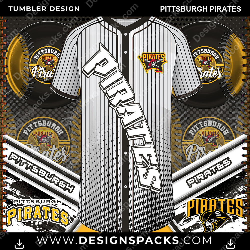 Baseball BB Jersey Pittsburgh Pirates Tumbler Digital Wrap Design