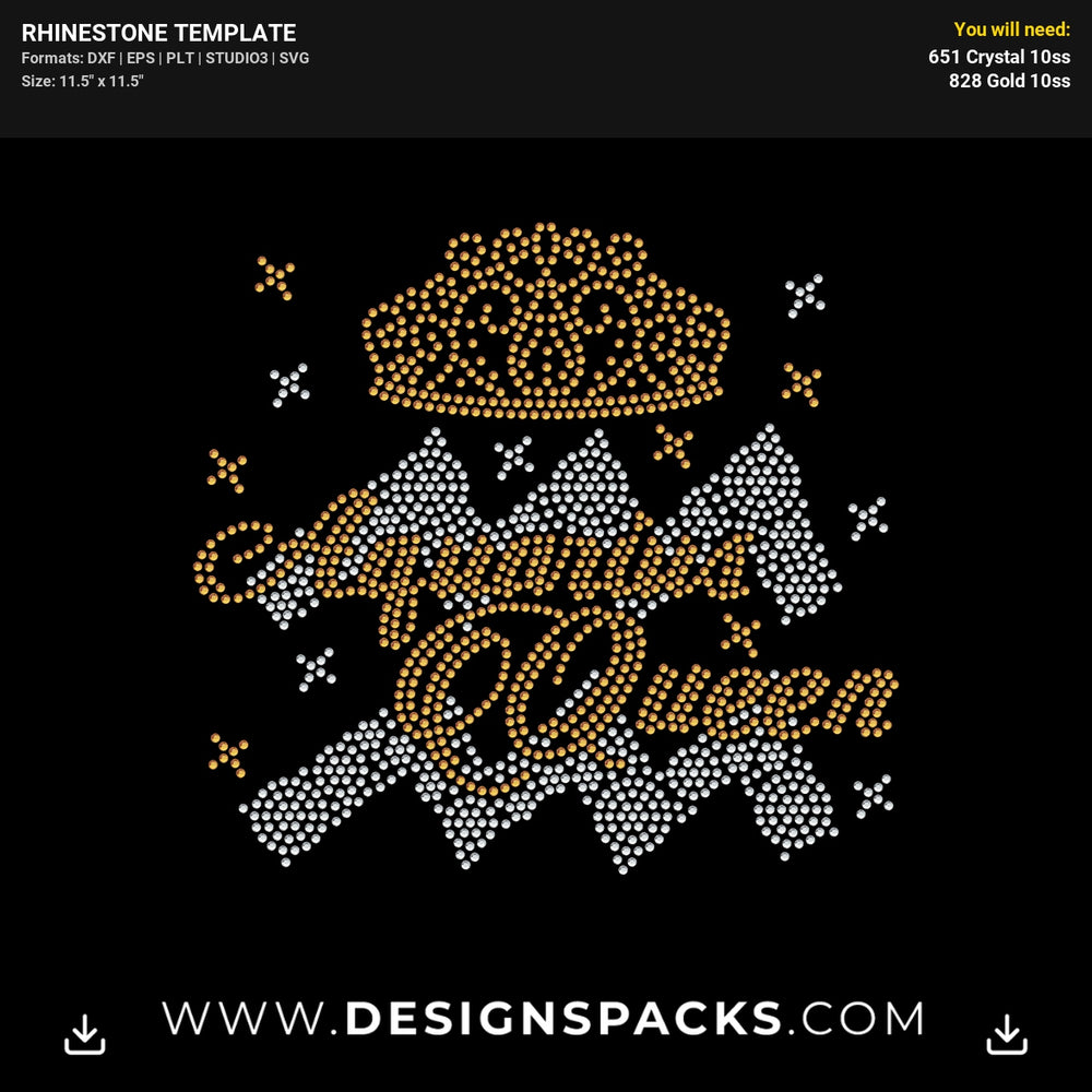 Aquarius Symbol Queen Crown Rhinestone Digital Template