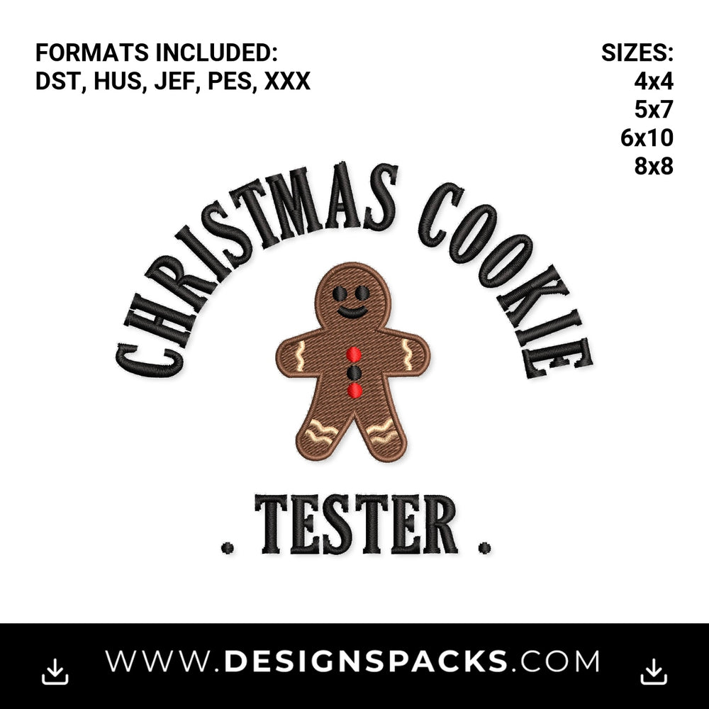 Christmas Cookie Tester Gingerbread Man Embroidery Design - Instant digital download pattern at Designspacks.com