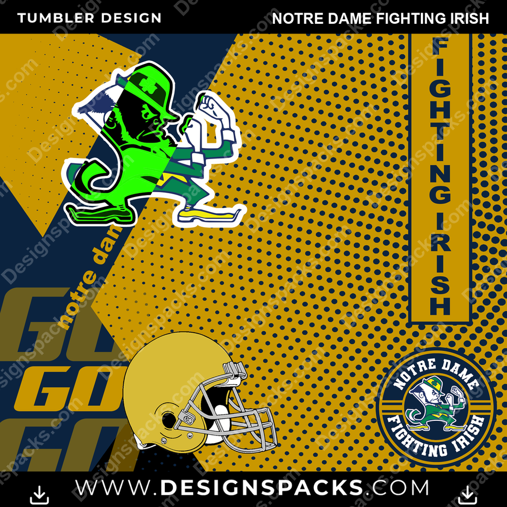 College Sport GO Notre Dame Fighting Irish NCAA College Sport Tumbler Digital Wrap Design Download