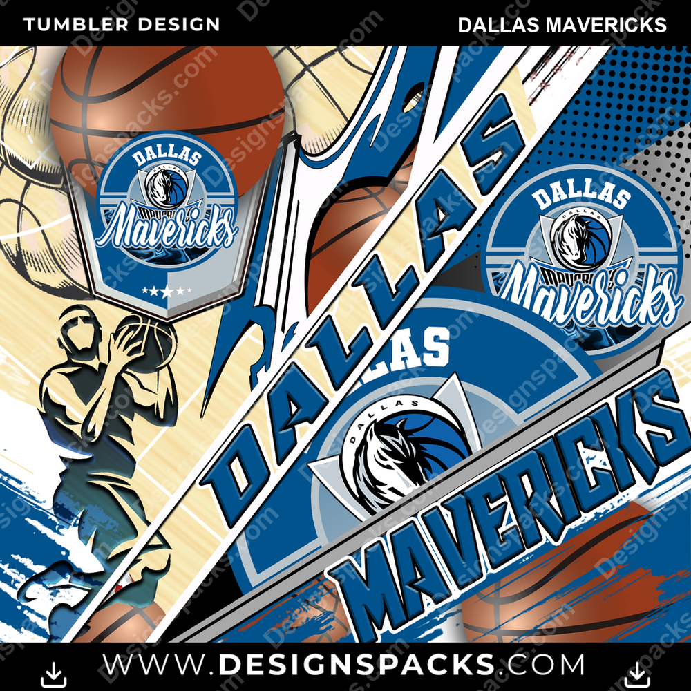 Basketball Silhouette Dallas Mavericks Tumbler Digital Wrap Design