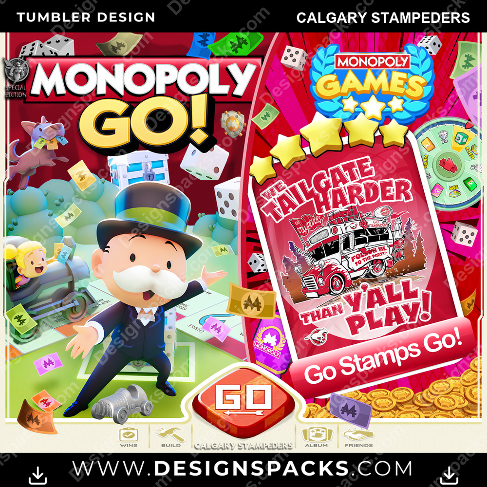 Canada Football Monopoly Go! Calgary Stampeders CFL Canada Tumbler Digital Wrap Design Download