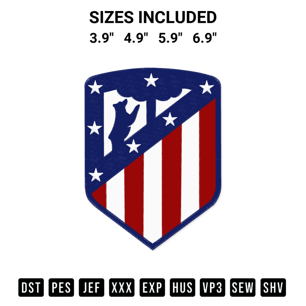 Looking for the perfect pattern? Download the Fc Atletico Madrid Logo Embroidery Design embroidery design today at Designspacks.com. Crisp, clean stitching guaranteed. Available sizes: 3.9", 4.9", 5.9", 6.9".