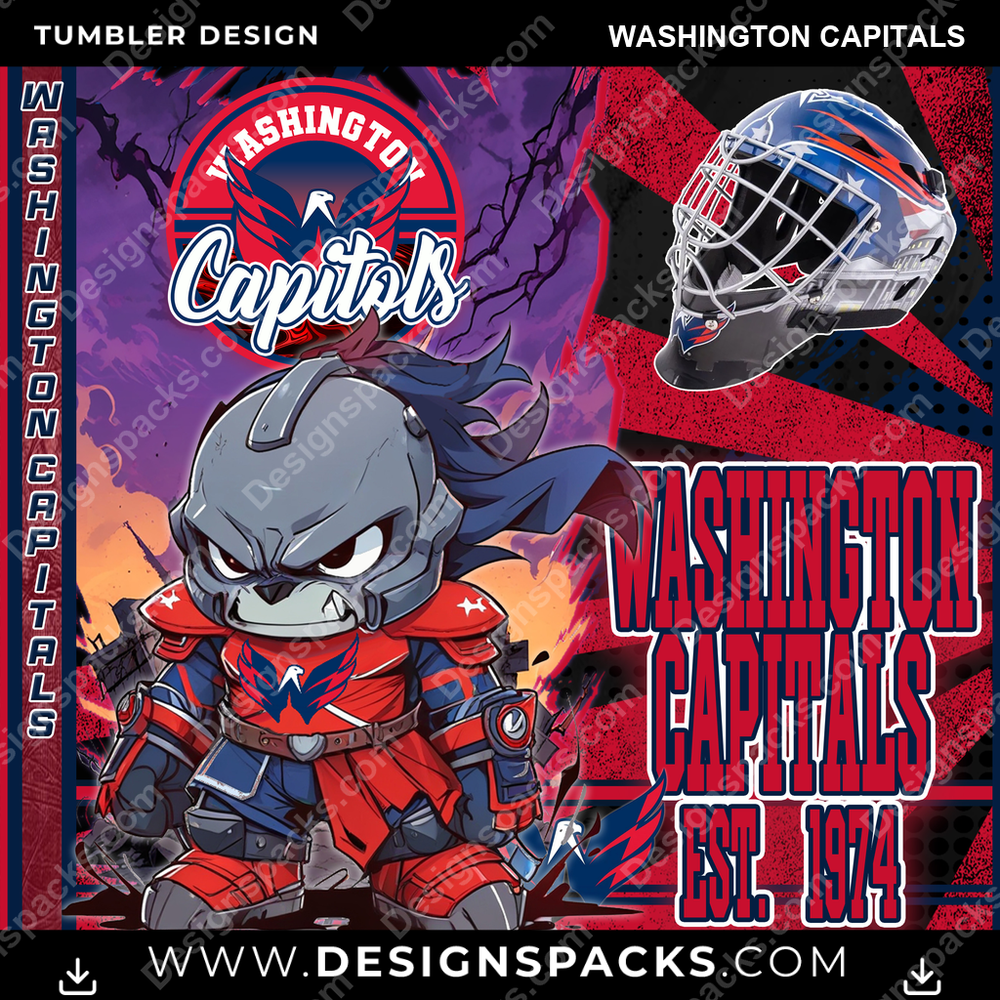 Ice Hockey Monster Mascot Washington Capitals NHL Hockey Tumbler Digital Wrap Design Download