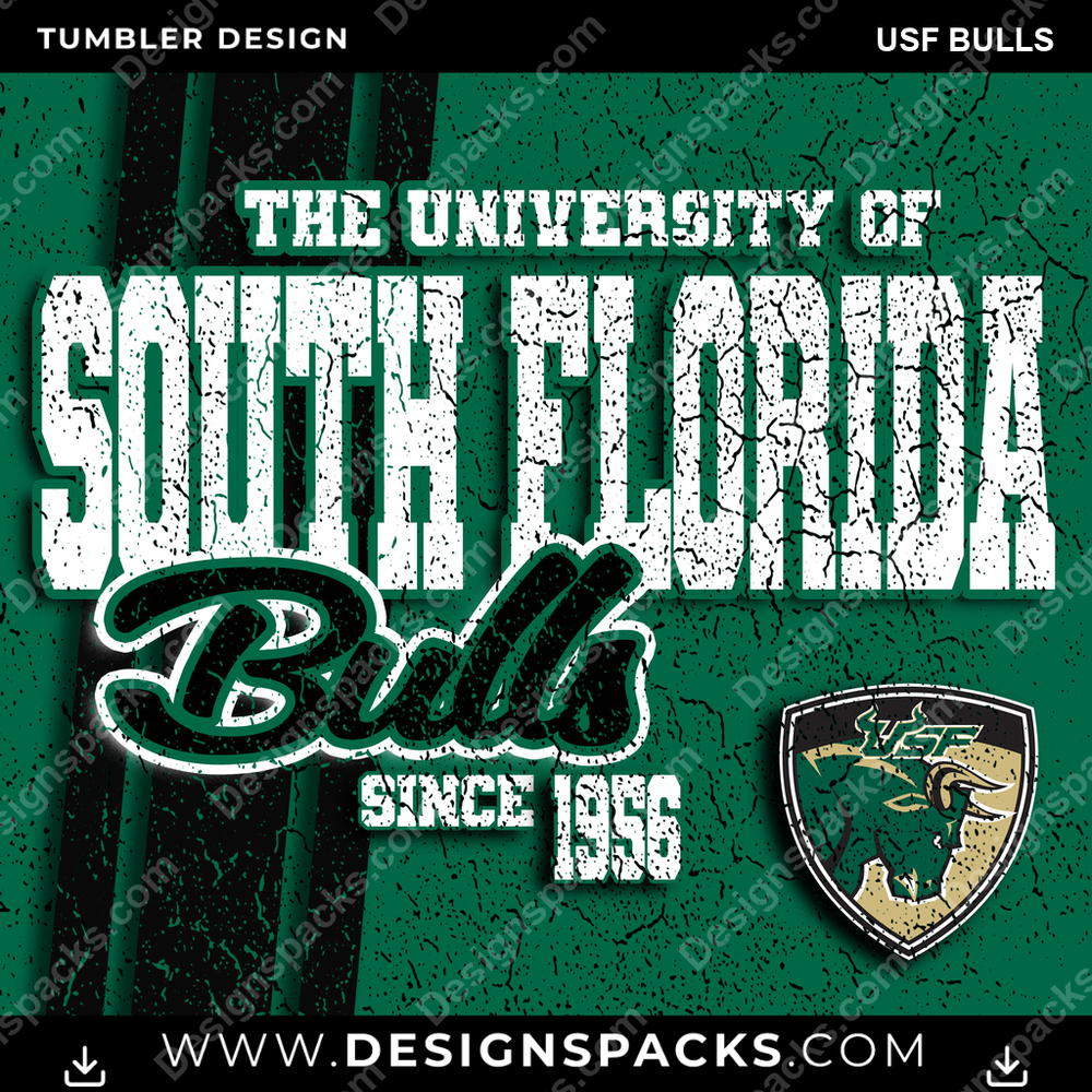 College Sport Grunge USF Bulls NCAA College Sport Tumbler Digital Wrap Design Download