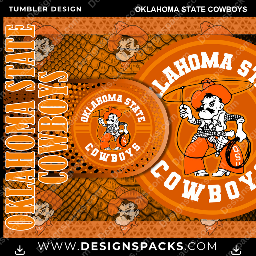 College Sport Hyper Oklahoma State Cowboys Tumbler Digital Wrap Design