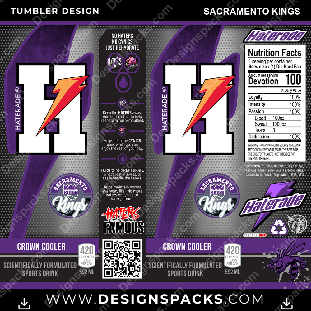 Basketball Haterade Sacramento Kings Tumbler Digital Wrap Design