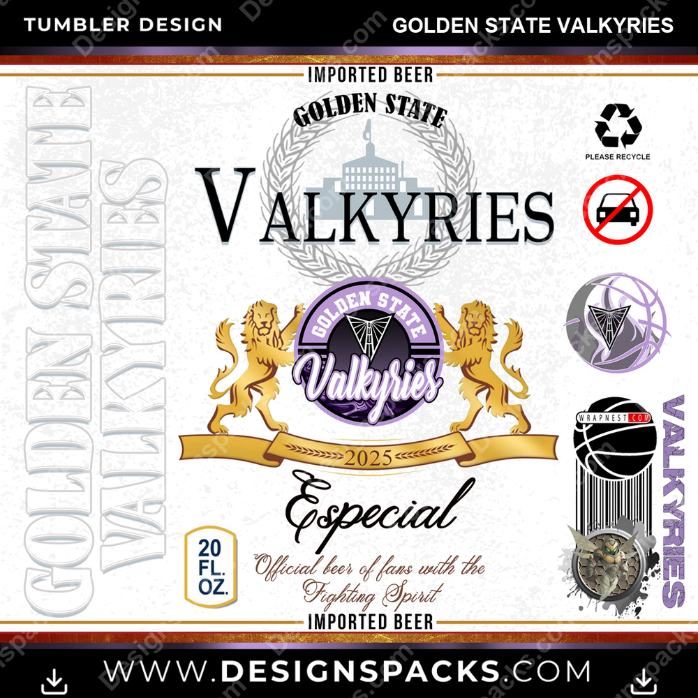 Basketball Modelo Golden State Valkyries NBA Basketball Tumbler Digital Wrap Design Download