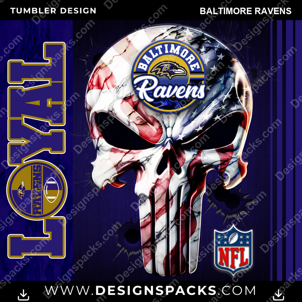 Football Loyal Baltimore Ravens Tumbler Digital Wrap Design