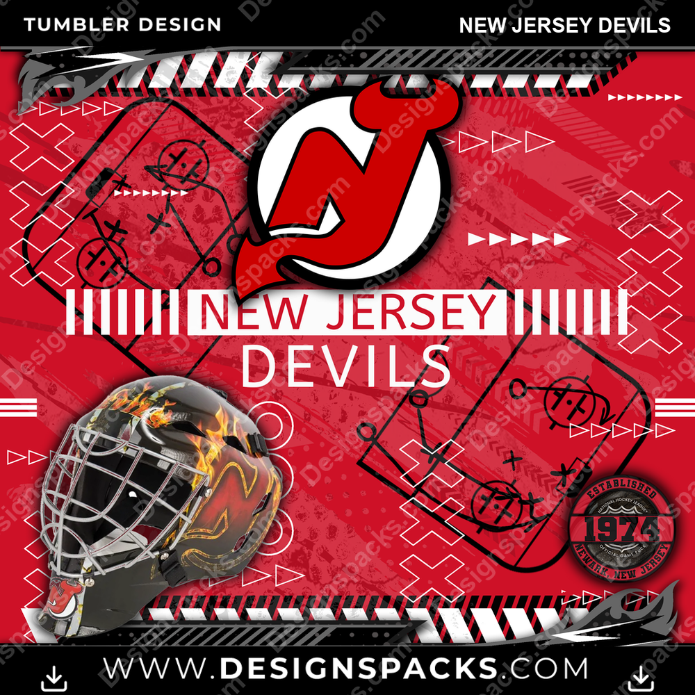 Hockey Xs & Os New Jersey Devils Tumbler Digital Wrap Design