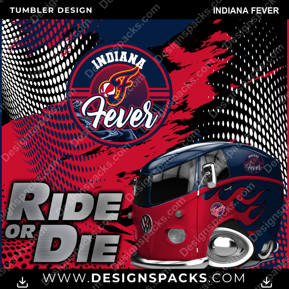 Basketball Ride or Die Indiana Fever NBA Basketball Tumbler Digital Wrap Design Download