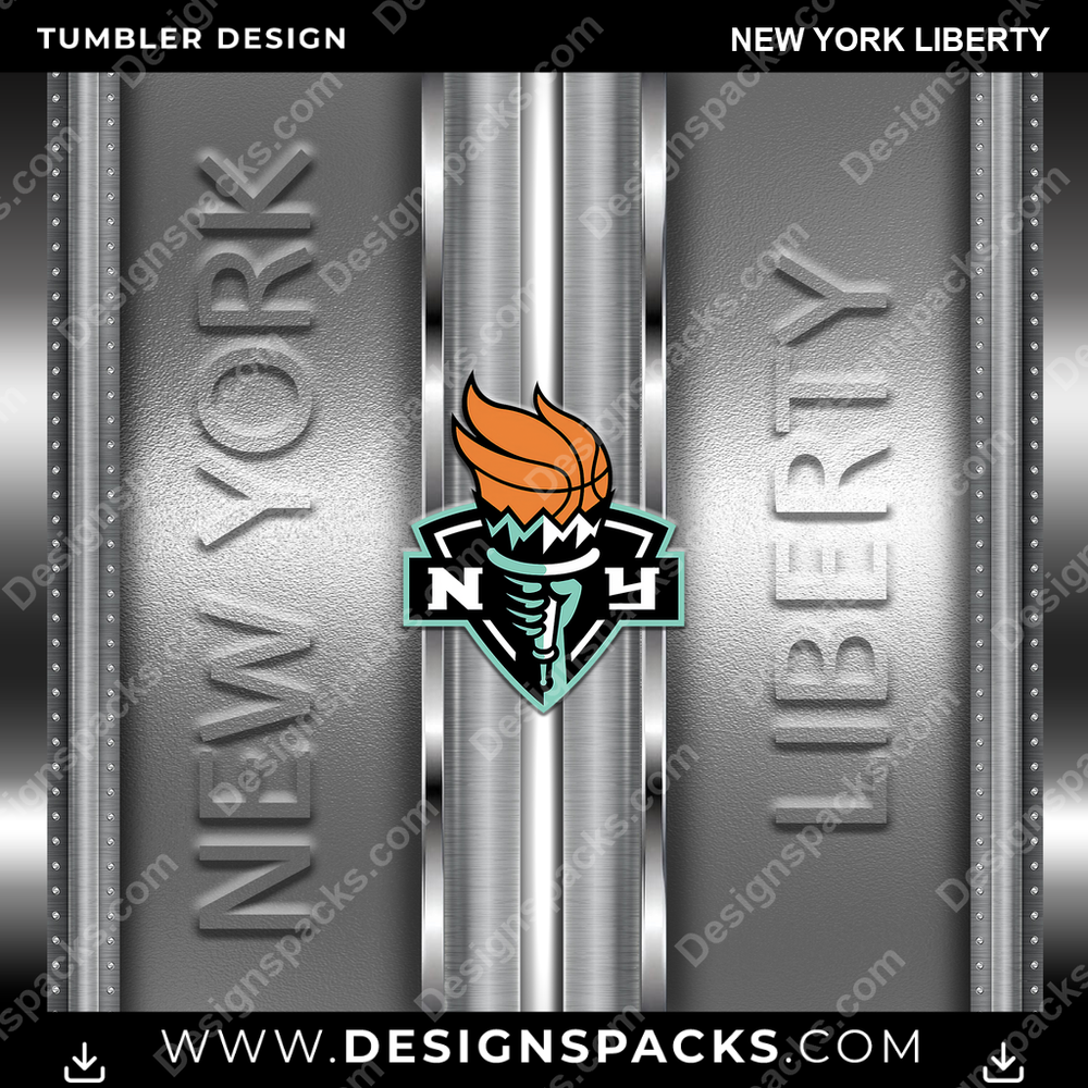 Basketball Metallic New York Liberty Tumbler Digital Wrap Design