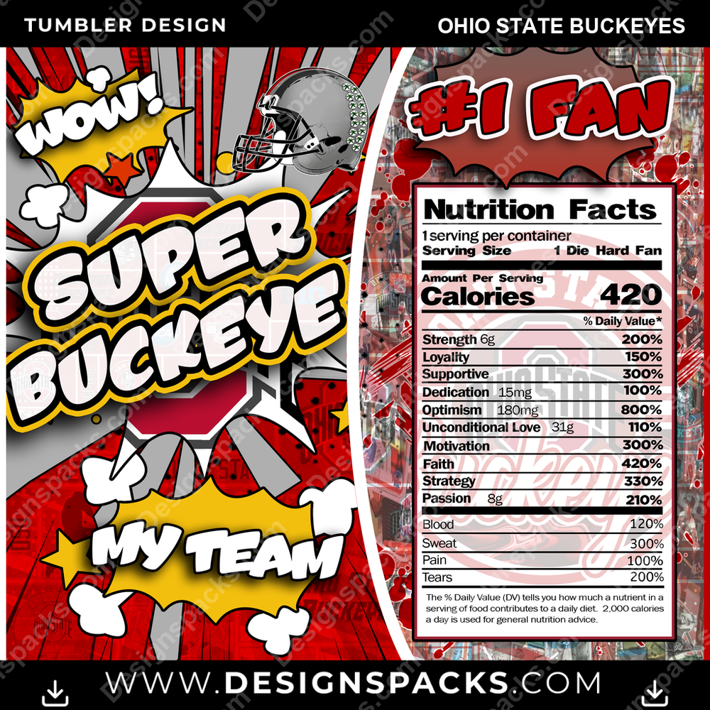 College Sport Super Team Ohio State Buckeyes Tumbler Digital Wrap Design